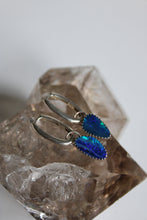 BLUE AUSTRALIAN OPAL + SILVER HOOP EARRINGS