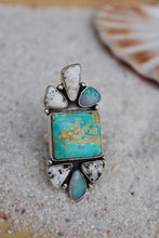 SEQOIA RING // ROYSTON TURQUOISE, WHITE BUFFALO, AUSTRALIAN OPAL ++ SILVER // SIZE 7.5