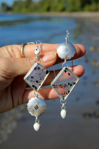 CODY EARRINGS // MONTANA AGATE, WHITE BUFFALO + SILVER