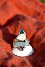 JUNI RING // SAPPHIRE, WHITE BUFFALO, OPAL, TOURMALINE + SILVER // SIZE 8