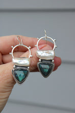 LABRADORITE, PEARL + SILVER EARRINGS