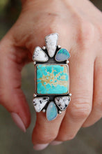 SEQOIA RING // ROYSTON TURQUOISE, WHITE BUFFALO, AUSTRALIAN OPAL ++ SILVER // SIZE 7.5