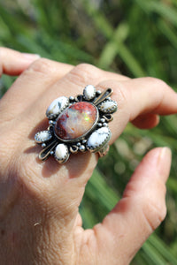 ATHENA RING // OPAL, WHITE BUFFALO, SILVER + GOLD // SIZE 7.75