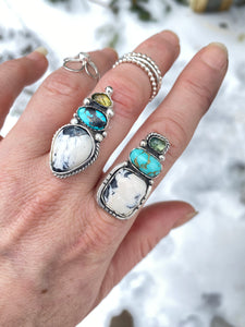 EIRA RING OR PENDANT // WHITE BUFFALO, SAPPHIRE, TURQUOISE + STERLING SILVER // FINISH IN YOUR SIZE