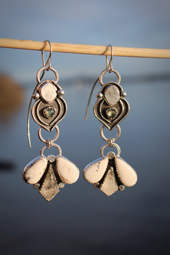 MOROCCO EARRINGS // TOURMALINE, WHITE BUFFALO, QUARTZ + SILVER