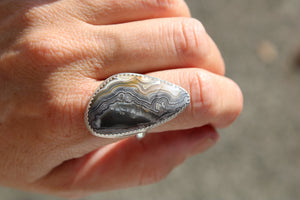 COASTLINE RING // LACE AGATE + SILVER // SIZE 7