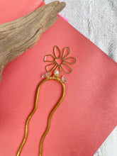 FLOWER POWER HAIR FORK // HERKIMER DIAMOND, PEARL + BRASS