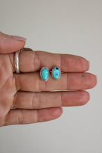 TURQUOISE + SILVER STUD EARRIINGS