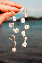 PEARL PETAL + SILVER DROP EARRINGS