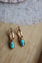 TURQUOISE + 14K GOLD FILLED HOOP EARRINGS
