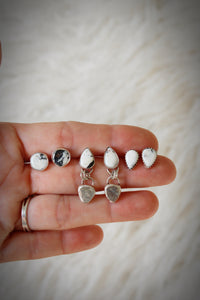 WHITE BUFFALO + SILVER DROP STUD EARRINGS