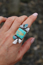 SEQOIA RING // ROYSTON TURQUOISE, WHITE BUFFALO, AUSTRALIAN OPAL ++ SILVER // SIZE 7.5