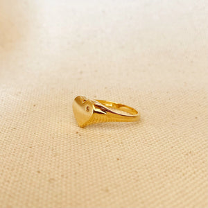 GOLD HEART PLATE RING // CUBIC ZIRCONIA + GOLD