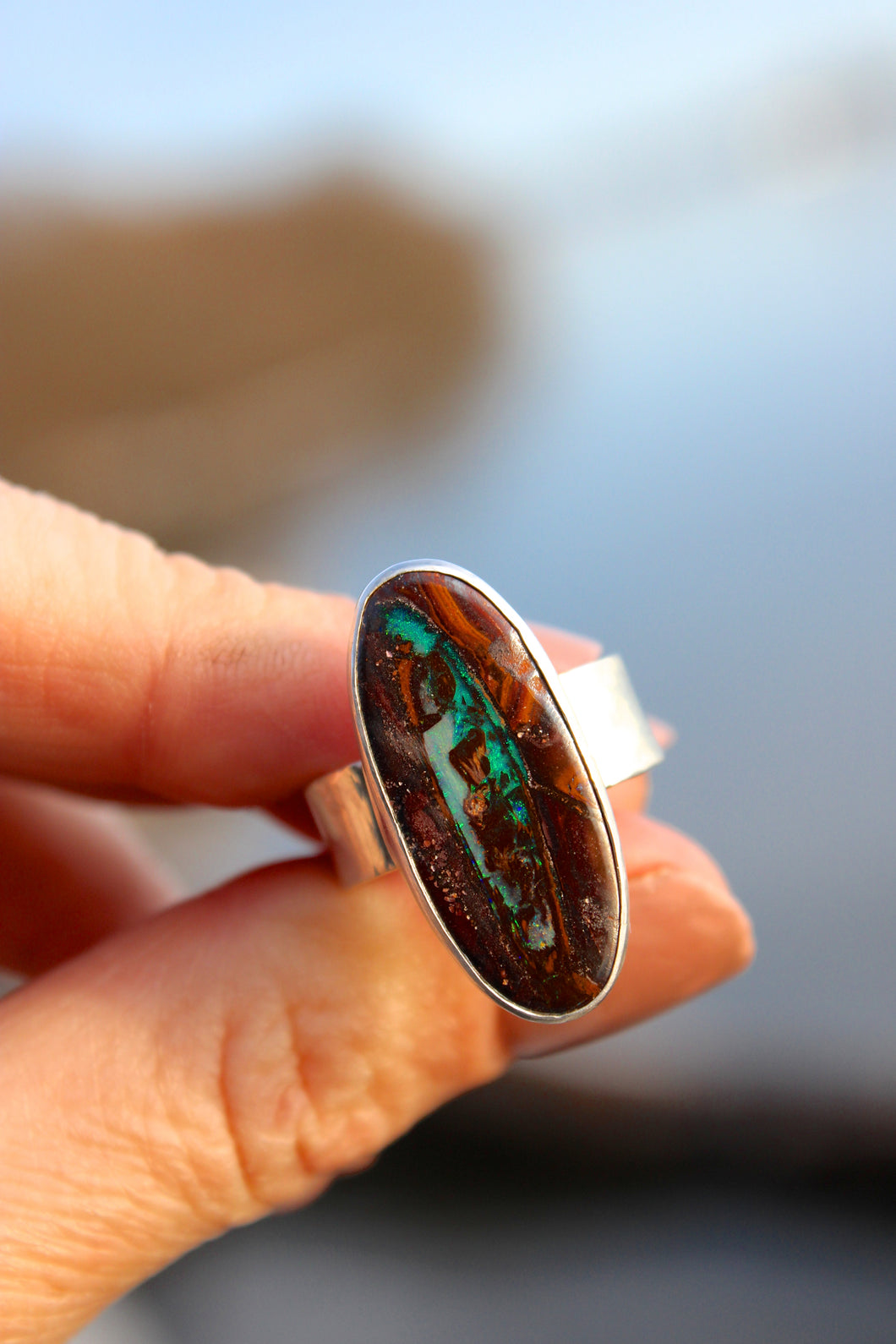 BERMUDA RING // BOULDER OPAL + SILVER // SIZE 9