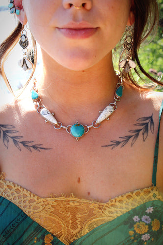 GLACIER NECKLACE // TURQUOISE, WHITE BUFFALO + SILVER