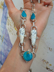 GLACIER NECKLACE // TURQUOISE, WHITE BUFFALO + SILVER