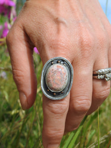 MEXICAN FIRE OPAL, SILVER + GOLD RING // SIZE 8.5
