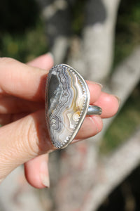 COASTLINE RING // LACE AGATE + SILVER // SIZE 7