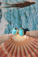 TURQUOISE + SILVER STUD EARRIINGS