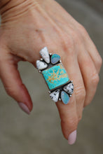 SEQOIA RING // ROYSTON TURQUOISE, WHITE BUFFALO, AUSTRALIAN OPAL ++ SILVER // SIZE 7.5