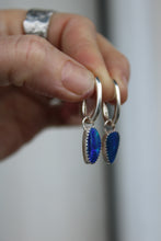 BLUE AUSTRALIAN OPAL + SILVER HOOP EARRINGS