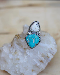 ROYSTON TURQUOISE + WHITE BUFFALO RING // SIZE 8.5