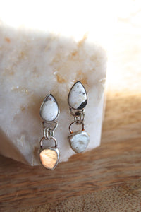 WHITE BUFFALO + SILVER DROP STUD EARRINGS