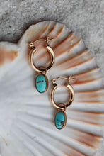 TURQUOISE + 14K GOLD FILLED HOOP EARRINGS