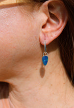 BLUE AUSTRALIAN OPAL + SILVER HOOP EARRINGS