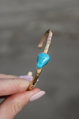 TURQUOISE, SILVER + GOLD CUFF
