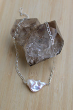 BAROQUE PEARL + SILVER CHAIN NECKLACE