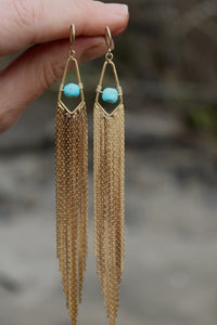 GOLD TASSEL + TURQUOISE EARRINGS