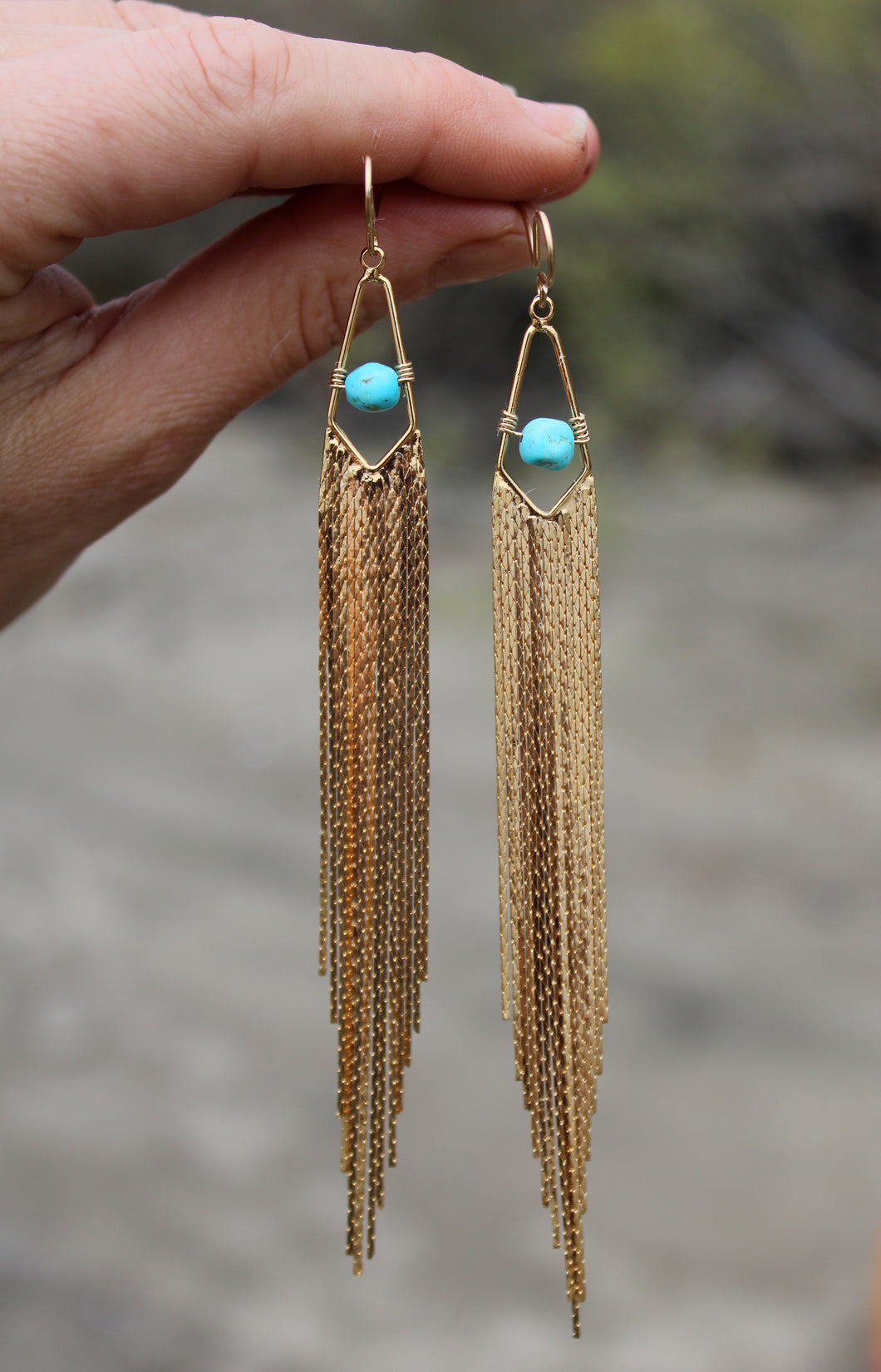 GOLD TASSEL + TURQUOISE EARRINGS