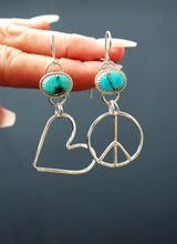 TURQUOISE PEACE + LOVE EARRINGS