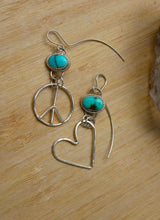 TURQUOISE PEACE + LOVE EARRINGS