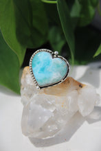 LARIMAR + SILVER HEART RING // SIZE 7