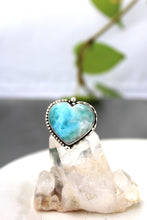 LARIMAR + SILVER HEART RING // SIZE 7