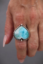 LARIMAR + SILVER HEART RING // SIZE 7