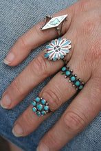 VINTAGE ELEMENTS // TURQUOISE + SILVER FLOWER RING // SIZE 6
