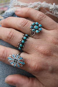 VINTAGE ELEMENTS //TURQUOISE + SILVER RING // SIZE 7