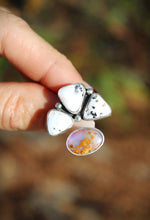 PLUME SPLIT RING // OPAL, WHITE BUFFALO + SILVER // SIZE 7-8