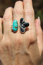 BRIDGET SPLIT RING // KINGMAN TURQUOISE, WHITE BUFFALO + SILVER // SIZE 8-9