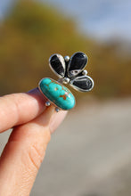 BRIDGET SPLIT RING // KINGMAN TURQUOISE, WHITE BUFFALO + SILVER // SIZE 8-9
