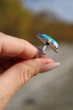 BRIDGET SPLIT RING // KINGMAN TURQUOISE, WHITE BUFFALO + SILVER // SIZE 8-9
