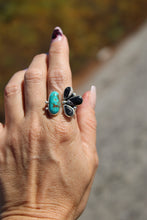 BRIDGET SPLIT RING // KINGMAN TURQUOISE, WHITE BUFFALO + SILVER // SIZE 8-9