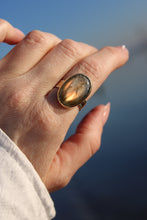 LABRADORITE, GOLD + SILVER RING // SIZE 8