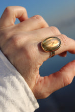 LABRADORITE, GOLD + SILVER RING // SIZE 8