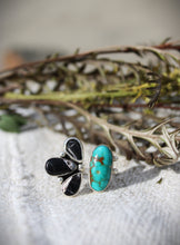 BRIDGET SPLIT RING // KINGMAN TURQUOISE, WHITE BUFFALO + SILVER // SIZE 8-9