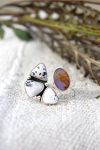 PLUME SPLIT RING // OPAL, WHITE BUFFALO + SILVER // SIZE 7-8