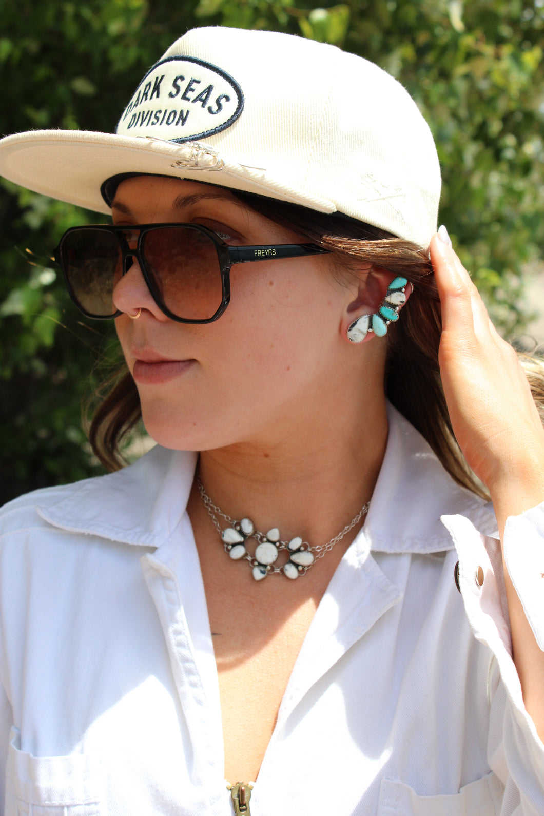 FLEUR BLANCHE CHOKER || WHITE BUFFALO + SILVER